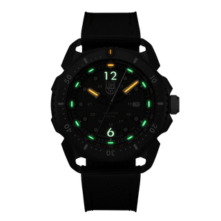 ICE-SAR Arctic, 46mm Outdoor Adventure Watch - 1051, Night view with green and orange light tubes