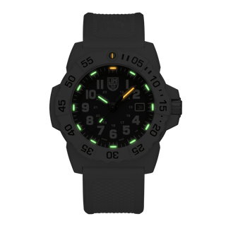 Navy SEAL, 45 mm, Military Dive Watch - 3507.WB	,Night view with green and orange light tubes