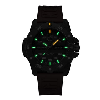 Master Carbon SEAL Automatic, 45 mm, Military Dive Watch - 3875, Night view with green and orange light tubes