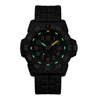 Navy SEAL, 45 mm, Military Dive Watch - 3502.L, Night view with green and orange light tubes