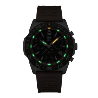 Pacific Diver Chronograph, 44 mm, Diver Watch - 3149.SET, , Night view with green and orange light tubes