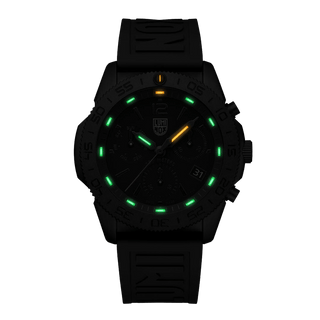 Pacific Diver Chronograph, 44 mm, Diver Watch - 3141.BO.1.SET, Night view with green and orange light tubes