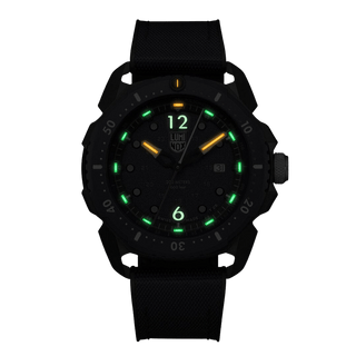 ICE-SAR Arctic, 46mm Outdoor Adventure Watch - 1053, Night view with green and orange light tubes