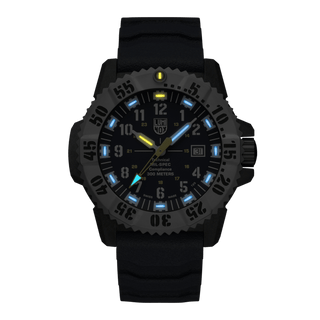 MIL-SPEC inspired, 46 mm, Military Watch - 3355.SET, Night view with green and orange light tubes