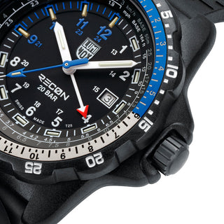 RECON Nav Spec, 46 mm, Outdoor Explorer Watch - 8833	,Detail view with focus on the bezel and crown