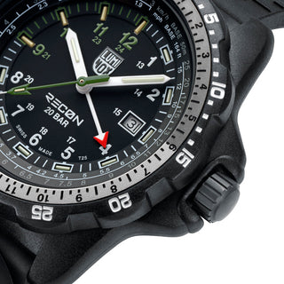 RECON Nav Spec, 46 mm, Outdoor Explorer Watch - 8837.SET	,Detail view with focus on the bezel and crown