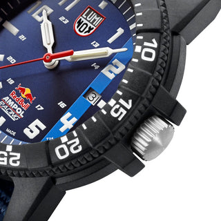 Leatherback Sea Turtle Limited Edition Red Bull Racing, 45mm, Dive Watch - 0321.ARB.1	,Detail view with focus on the bezel and crown