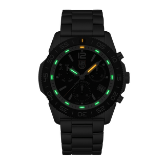 Pacific Diver Chronograph, 44 mm, Diver Watch - 3141.M, , Night view with green and orange light tubes