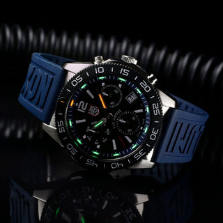 Pacific Diver Chronograph, 44 mm, Diver Watch - 3143.SET, UV Shot with green and orange light tubes