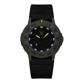 Navy SEAL Foundation, 43 mm, Military Dive Watch - 3221.NSF	,Night view with green and orange light tubes