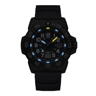 Navy SEAL Limited Edition Red Bull Racing, 45mm, Dive Watch - 3501.ARB.N	,Night view with green and orange light tubes