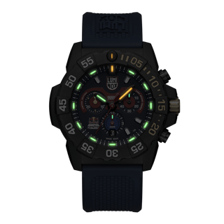 Red Bull Racing Limited Edition, 45 mm, Military Dive Watch - 3581.ARB.N	,Night view with green and orange light tubes