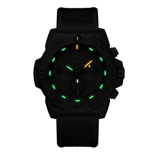 Navy SEAL Chronograph, 45 mm, Military Watch - 3581.SIS, Night view with green and orange light tubes