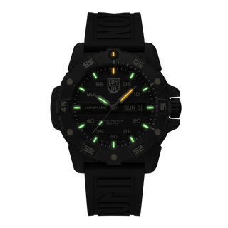 Master Carbon SEAL Automatic, Limited Edition, 45 mm, Military Dive Watch - 3865.GOLD, Night view with green and orange light tubes
