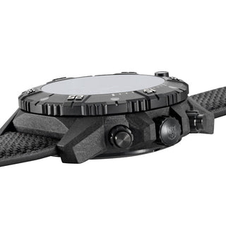 Master Carbon SEAL Automatic Chronograph, 45 mm, Military Dive Watch - 3881, Side view with crown and strap