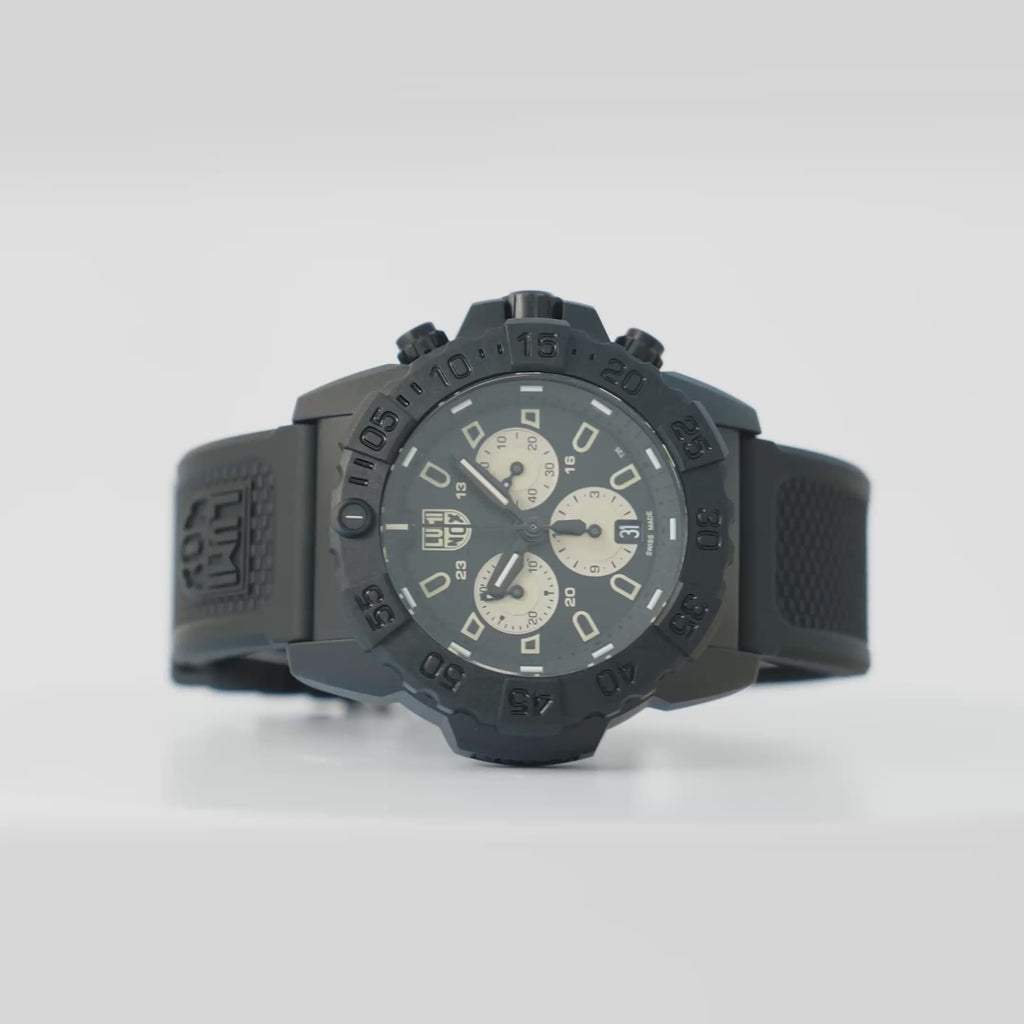 Navy SEAL Chronograph, 45 mm, Military Dive Watch - 3587, 360 Video of wrist watch