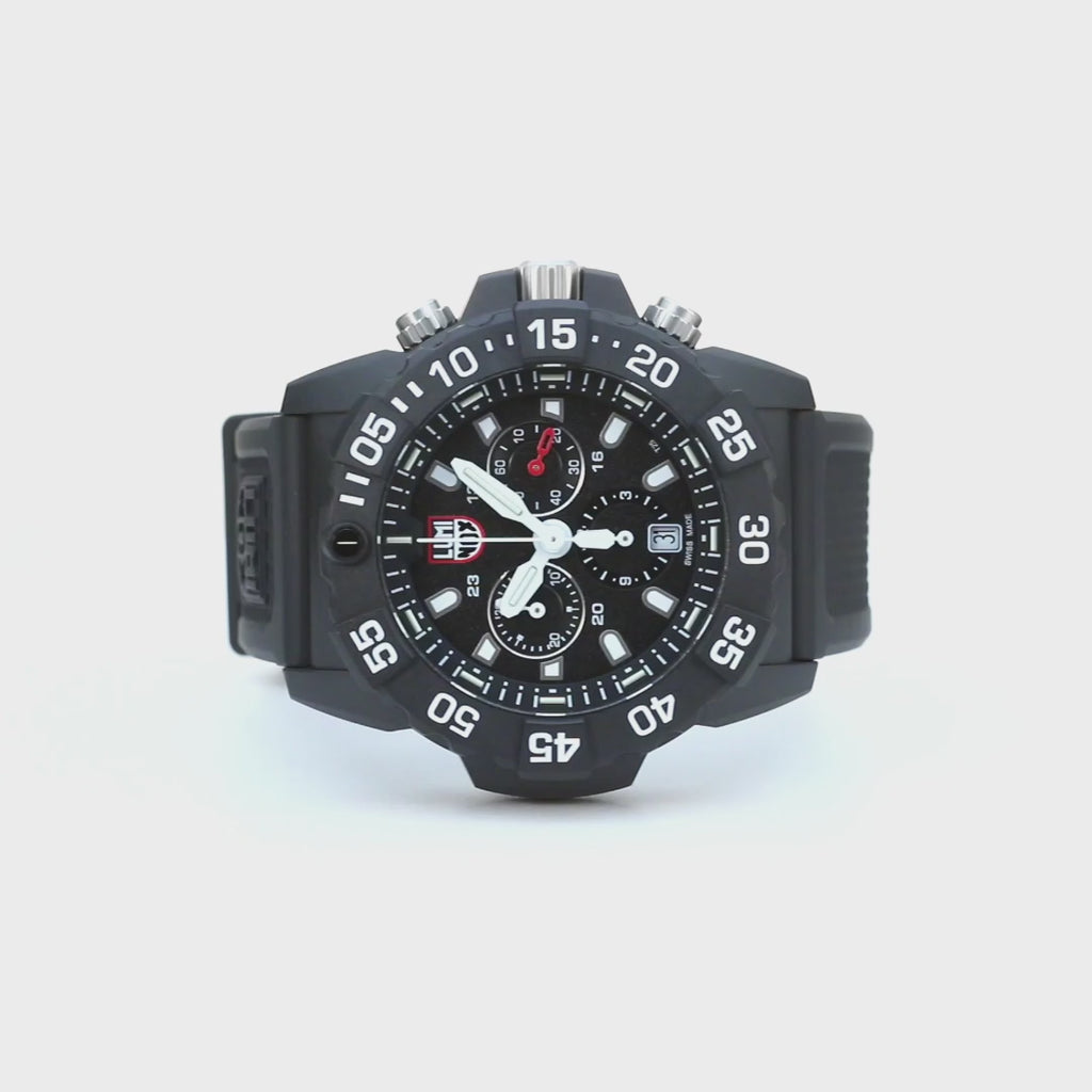 Navy SEAL Chronograph, 45 mm, Military Dive Watch - 3581, 360 Video of wrist watch