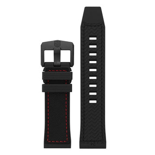 Genuine Rubber Strap, 24 mm, FPX.2404.22B.1.K, Black with red stitching