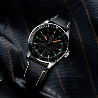 Air Automatic Constellation, 42 mm, Pilot Watch - 9601, UV Shot with green and orange light tubes