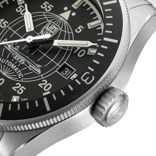 Air Automatic Constellation, 42 mm, Pilot Watch - 9601.M, Detail view with focus on the bezel and crown 