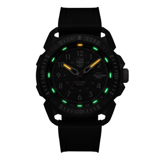 ICE-SAR Arctic, 46 mm, Outdoor Adventure Watch - 1001, Night view with green and orange light tubes