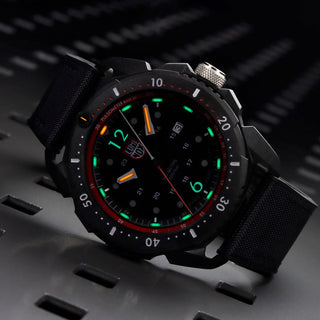 ICE-SAR Arctic, 46mm Outdoor Adventure Watch - 1051, UV Shot with green and orange light tubes