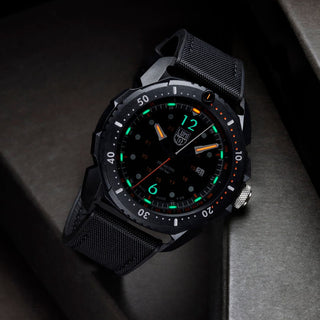 ICE-SAR Arctic, 46mm Outdoor Adventure Watch - 1052, UV Shot with green and orange light tubes