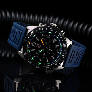Pacific Diver Chronograph, 44 mm, Diver Watch - 3143, UV Shot with green and orange light tubes