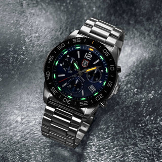 Pacific Diver Chronograph, 44 mm, Diver Watch - 3144, UV Shot with green and orange light tubes