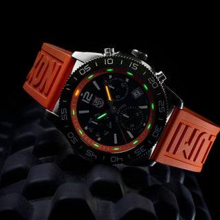 Pacific Diver Chronograph, 44 mm, Diver Watch - 3149, UV Shot with green and orange light tubes
