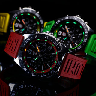 Pacific Diver Chronograph, 44 mm, Diver Watch - 3155, UV Shot with green and orange light tubes