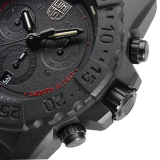 Navy SEAL Chronograph, 45 mm, Military Watch - 3581.SIS, Detail view with focus on the bezel and crown 