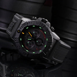 Navy SEAL Chronograph, 45 mm, Military Watch - 3581.SIS, UV Shot with green and orange light tubes