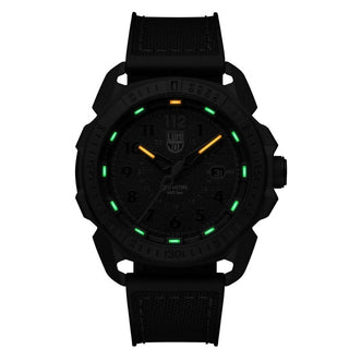 ICE-SAR Arctic, 46 mm, Outdoor Adventure Watch - 1002, Night view with green and orange light tubes