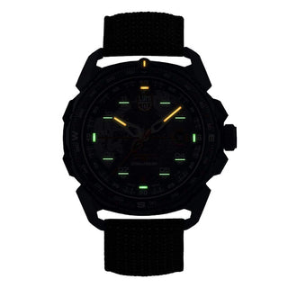 ICE-SAR Arctic, 46 mm, Outdoor Adventure Watch - 1203, Night view with green and orange light tubes