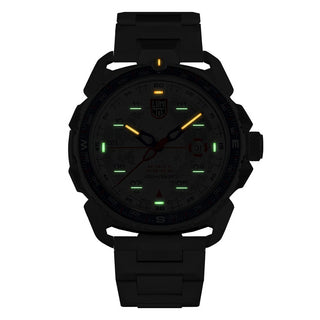 ICE-SAR Arctic, 46 mm, Outdoor Adventure Watch - 1207, Night view with green and orange light tubes