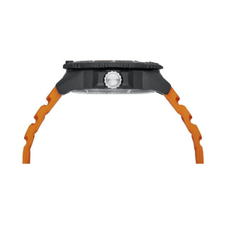 Navy SEAL, 45 mm, Dive Watch - 3603, Side view with screw in crown and Nitrile Rubber strap
